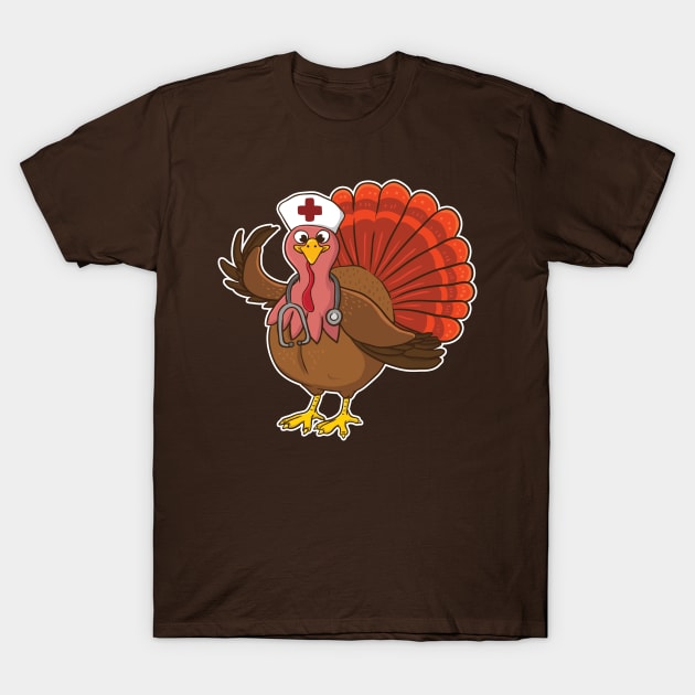 RN Nurse Turkey Thanksgiving T-Shirt by E